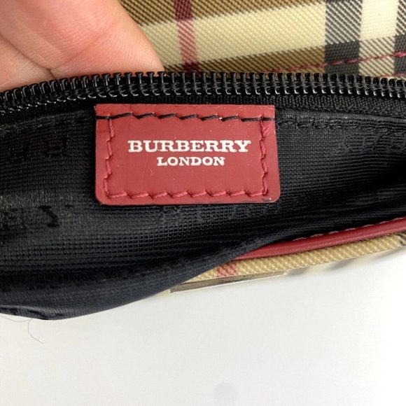 🔥🔥 sale.Burberry T-02-1 Handbag Small Tote Nova Check with Red Leather Straps, - Picture 5 of 17